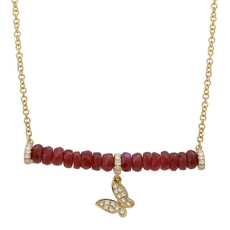 Ruby Butterfly Bar Necklace