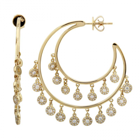 Gold Diamonds Wiggle Hoops