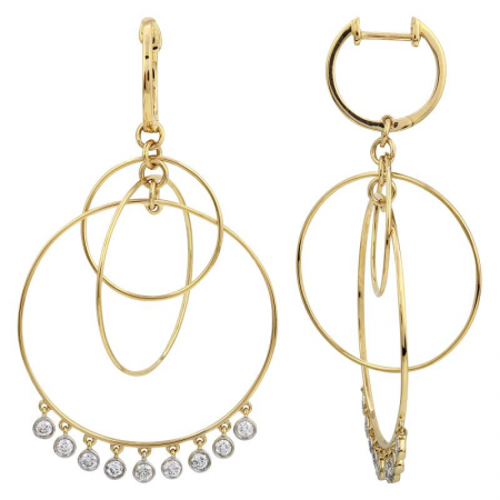 Gold Triple Circle Diamond Earrings