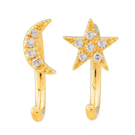 Moon & Star Mini Threader Earrings