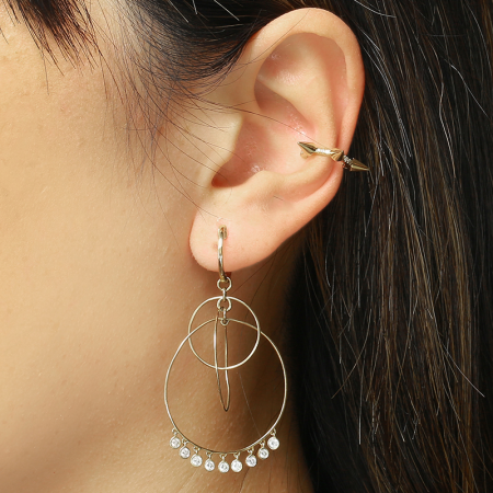 Gold Triple Circle Diamond Earrings