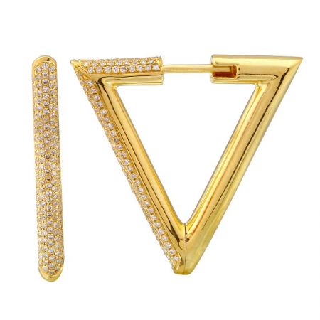 Gold Diamond V Stud Earrings